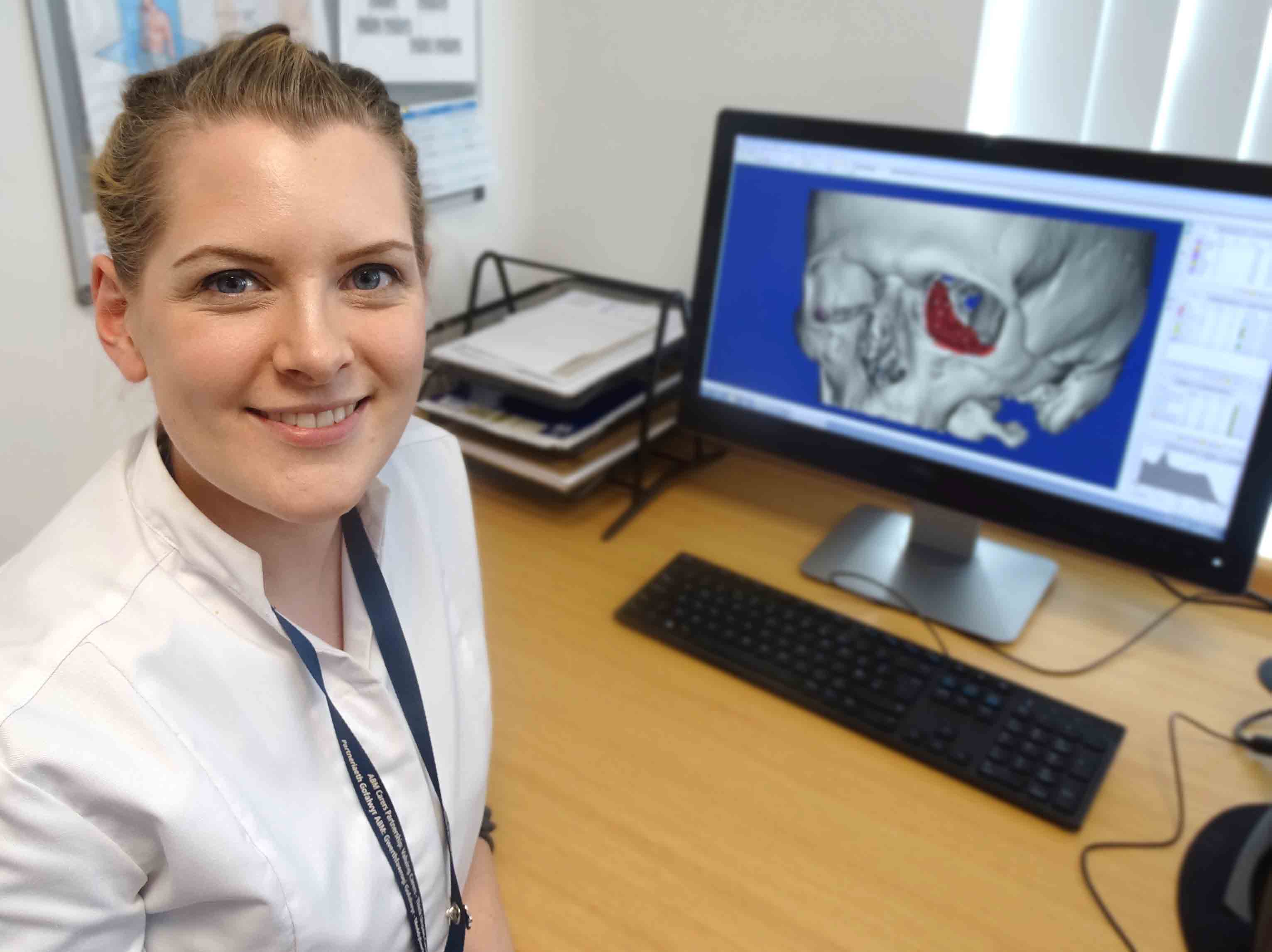 Heather Goodrum, the new biomedical 3D technician. Photo via Abertawe Bro Morgannwg University Health Board.