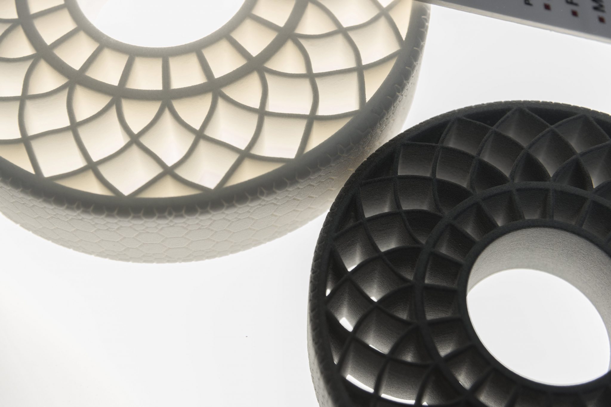 3D printed airless tires that used BASF thermoplastic polyurethane (TPU). Image via BASF.