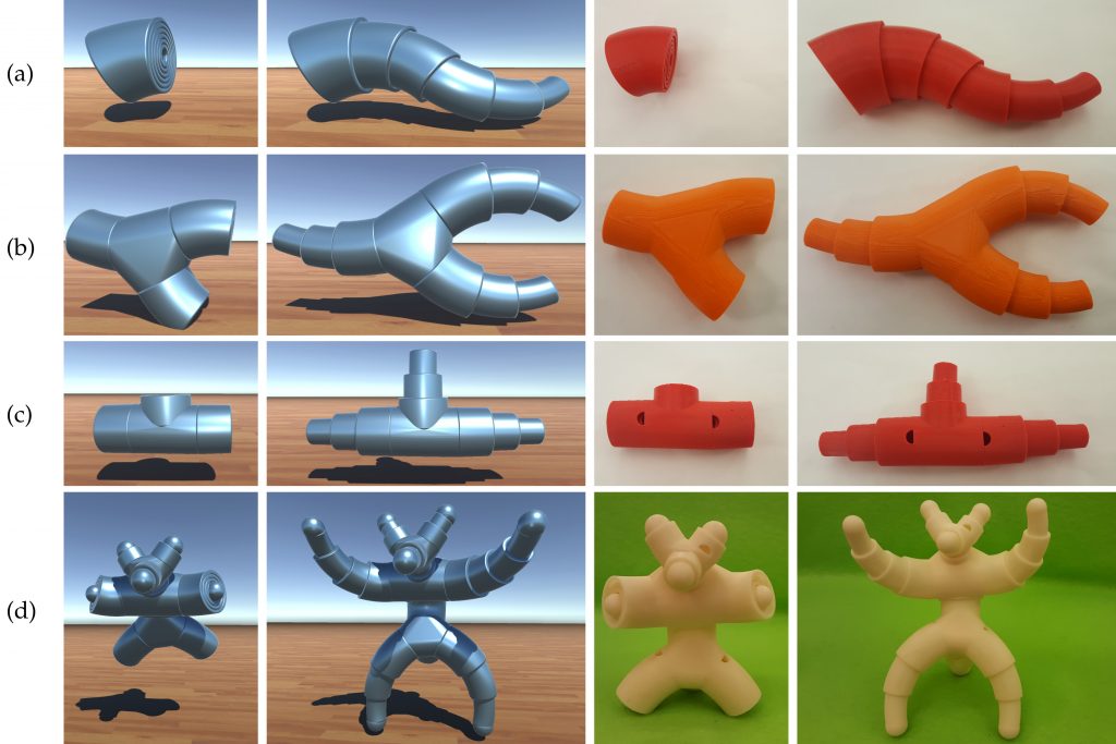 Telescoping models and their 3D printed equivalents. Image via Yu, Crane & Coros