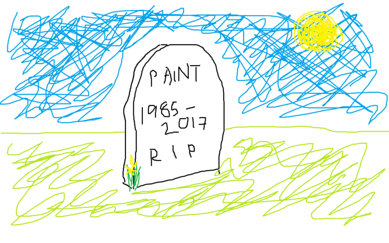 "RIP MS Paint" (still available for free on the Microsoft Store. Image by Peter Bright, via arstechnica