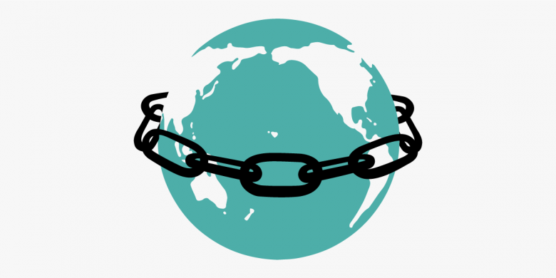 Save the open internet. Chained Earth graphic via the Electronic Frontier Foundation