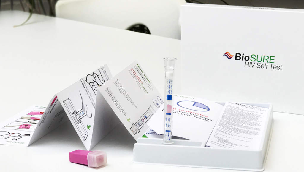 Example of a disposable HIV test kit. Photo via HIV Self Test/Biosure