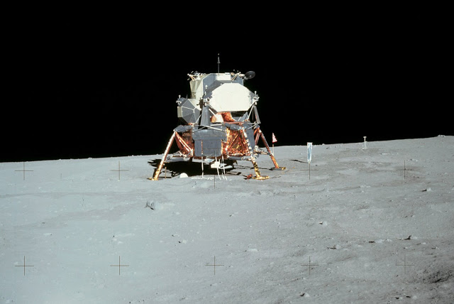 The most famous use of Kapton is perhaps as a temperature stabilizer on the Eagle Lunar Module (pictured above) used in the Apollo 11 mission to the moon. Image via NASA