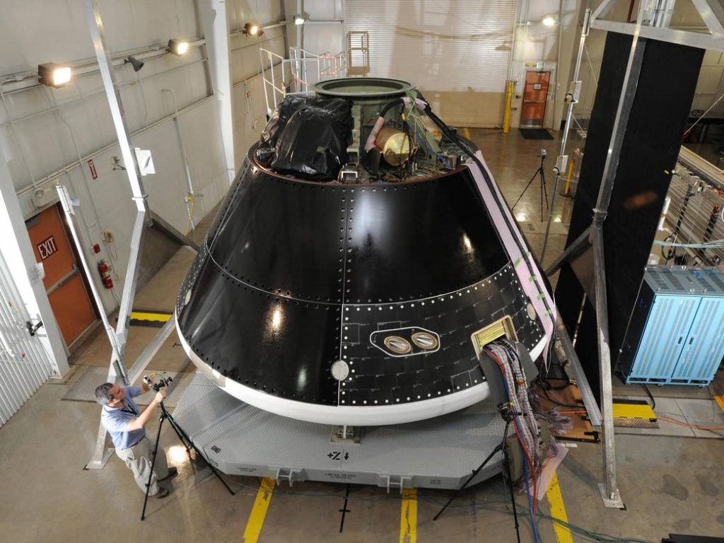 Orion Multi-Purpose Crew Vehicle (MPCV) assembly at Lockheed Martin's Vertical Testing Facility in Colorado. Photo via: NASA/Lockheed Martin