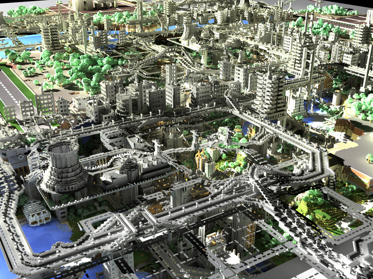 3D Minecraft City Render. Image via Minecraft gallery.