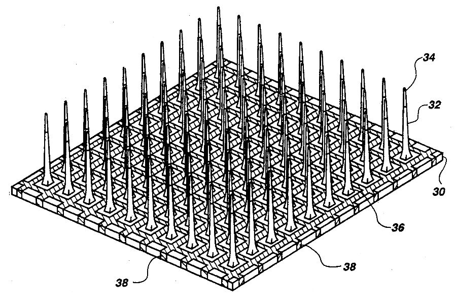 Example of a "Utah" in-vitro MEA. Image via Richard A. Normann, US Patent #5,215,088