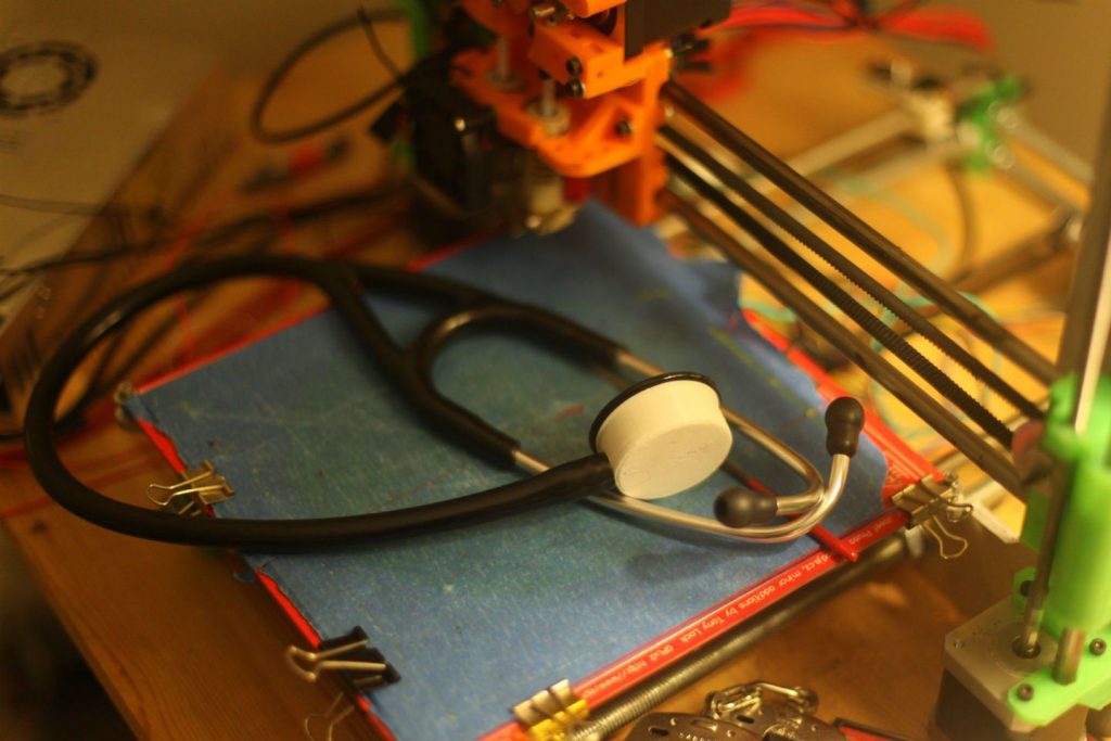 Glia project stethoscope on a self-assembled printer. Picture via: WIRED
