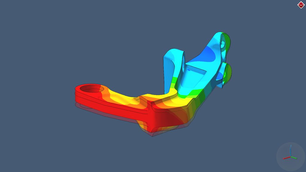 Simulation of bracket distortion using Simufact Additive. Image via MSC Software