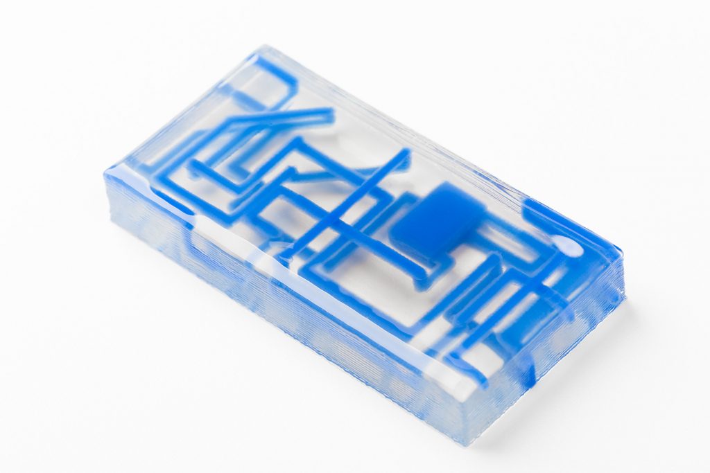A sample of ACEO multimaterial 3D printed silicone. Photo via ACEO
