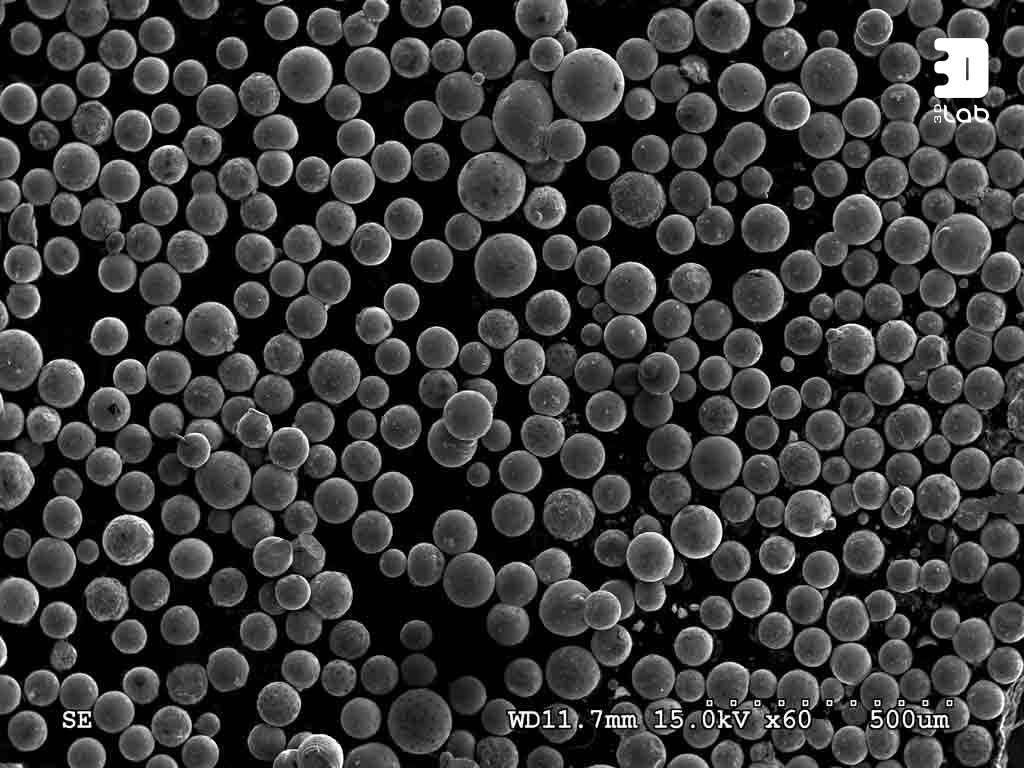 Spherical metal powders under an electron microscope. Photo via 3D Lab.
