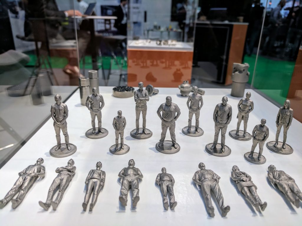 Digital Metal 3D printed figures. Photo by Michael Petch.