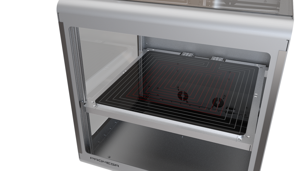M3D's Patent-Pending Dual-Zone EcoHeat Heated Bed and Chamber.