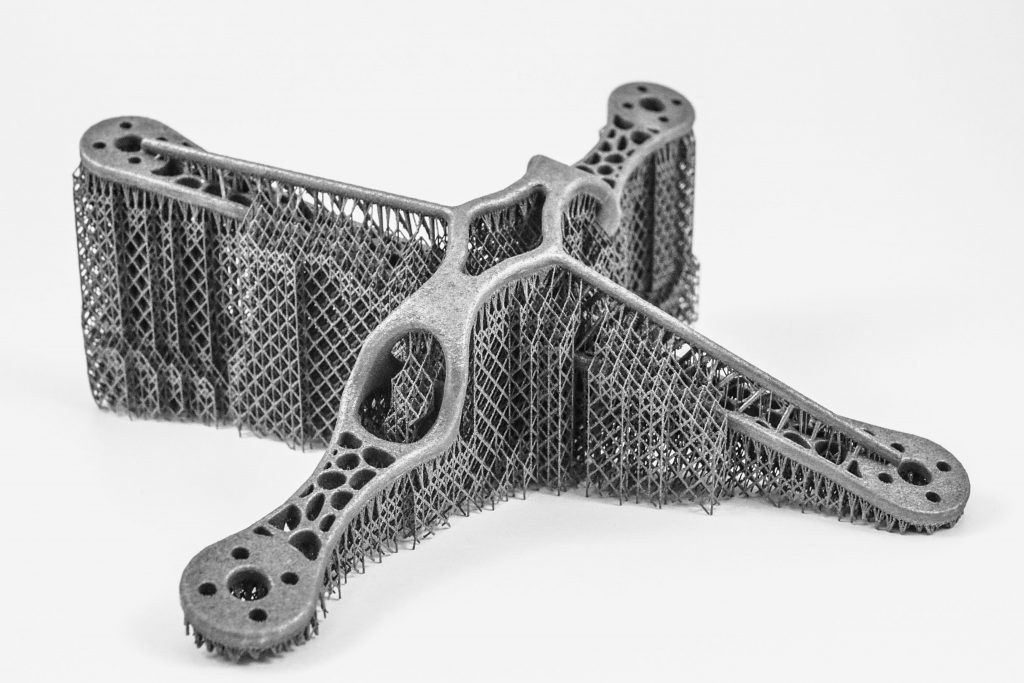 3D printing metal supports with e-Stage for a drone frame. Photo via Materialise.