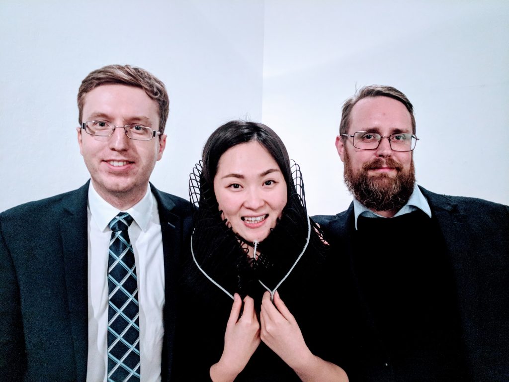 Konrad Głowacki, Sinterit co-founder, Mingjing Lin and Michael Petch at the RCA.