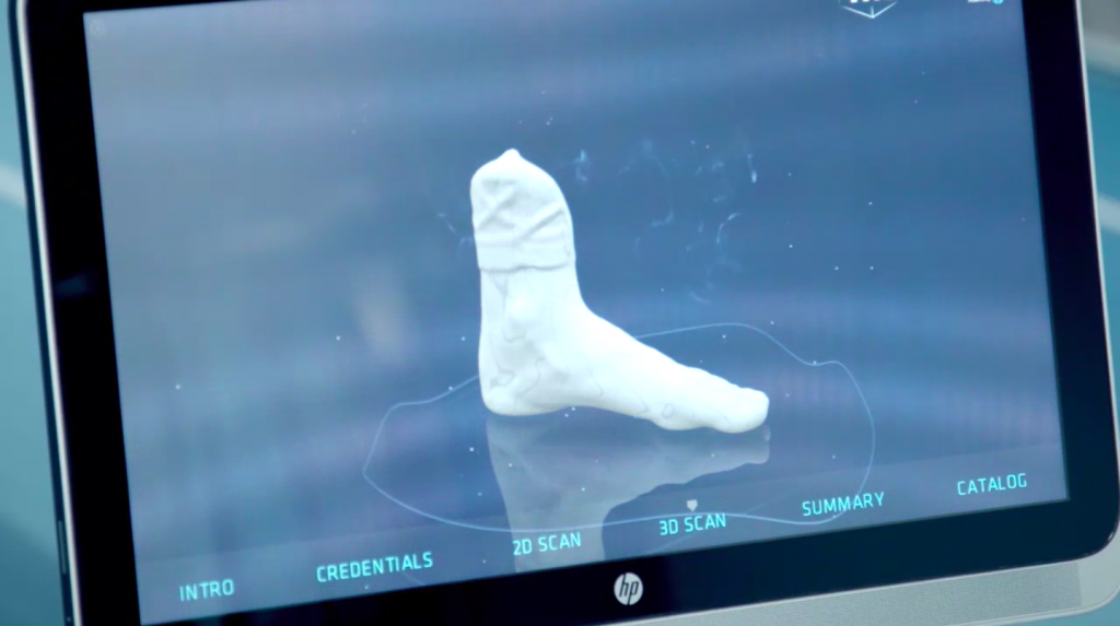A 3D scan of a foot on HP FitStation. Photo via HP.