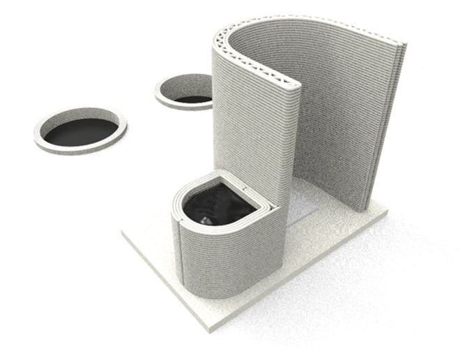 Hamilton Labs' 3D printed toilet design. Image via Hamilton Labs