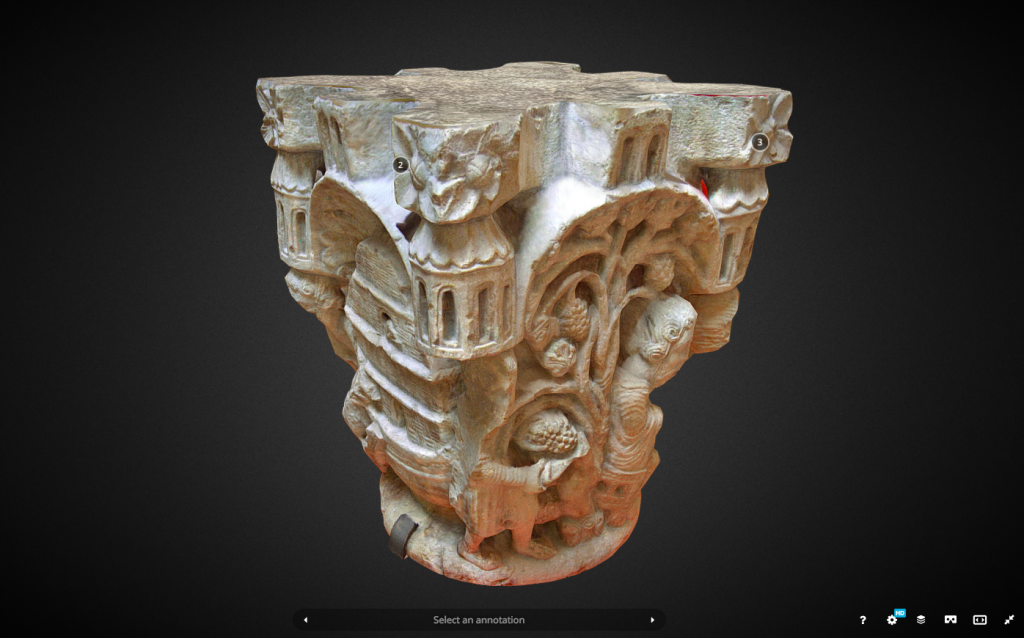 The Capitel de Noé. An example 3D scan of a heritage object. Image via Sketchfab.
