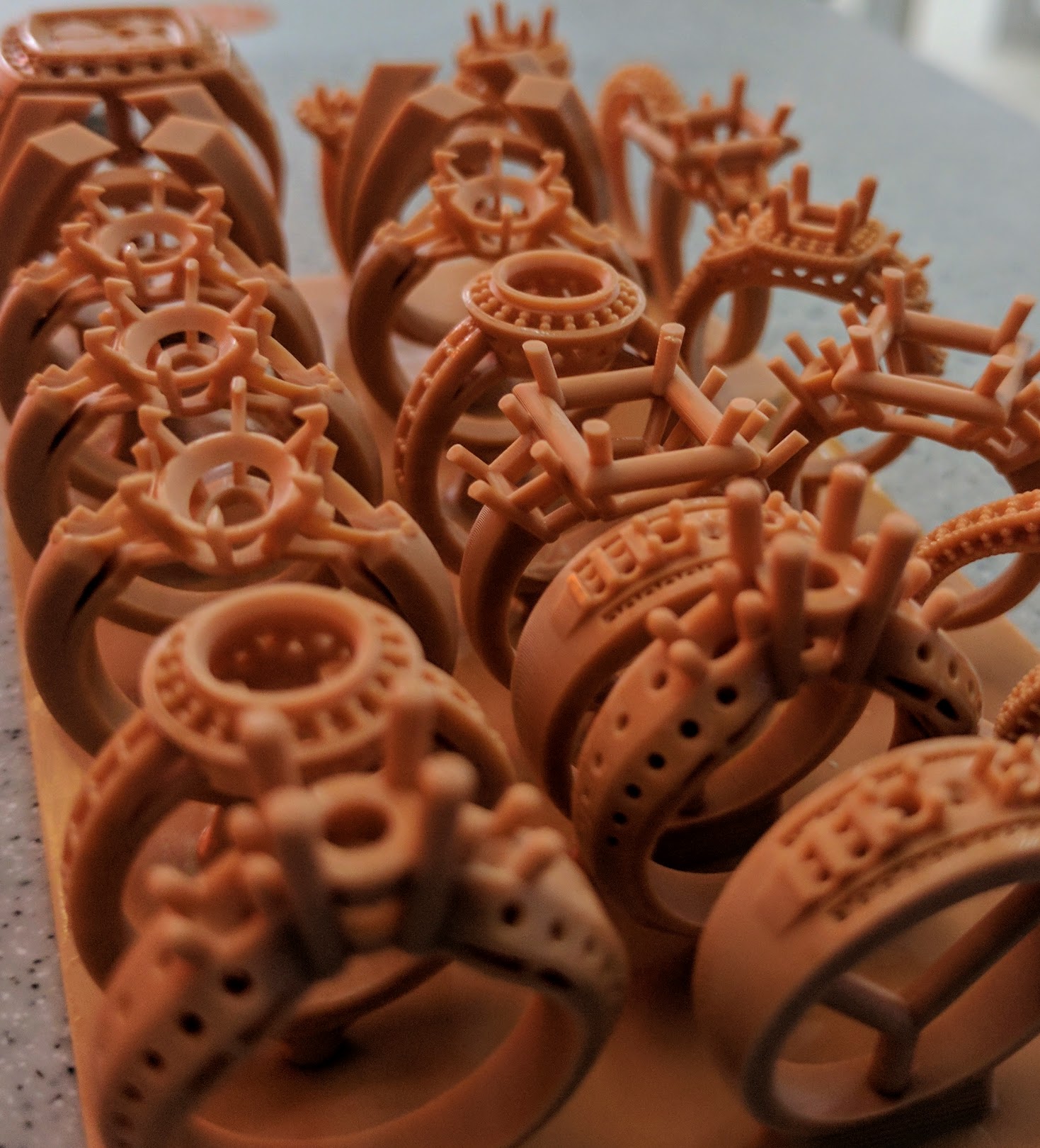 EnvisionTEC 3D printed jewelry molds. Photo by Michael Petch.