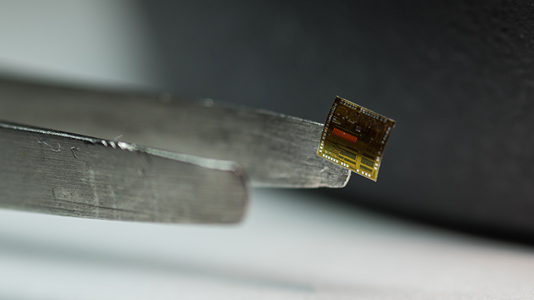 AFRL's 3D printed flexible polymer chip. Photo via AFRL