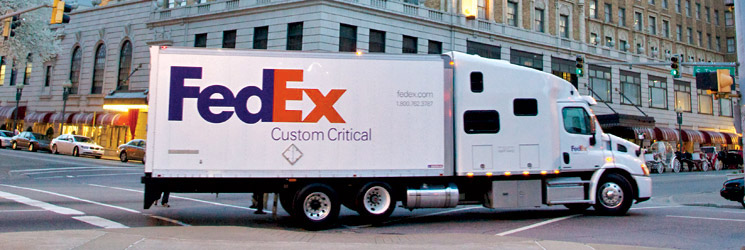 Un camion FedEx Custom Critical, pour une livraison à la demande le jour même.  Photo via FedEx