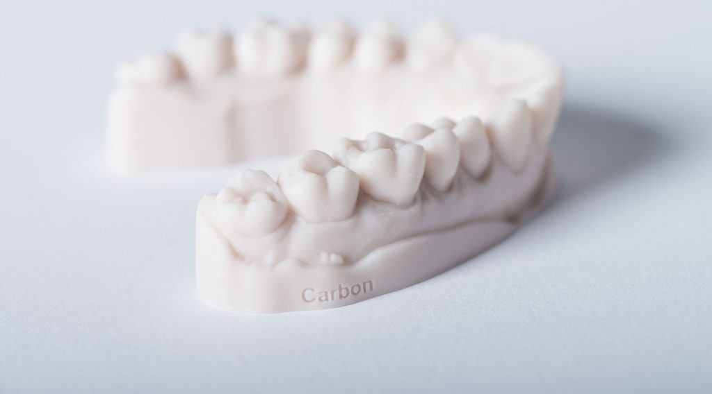 A 3D printed dental impression. Photo via Carbon