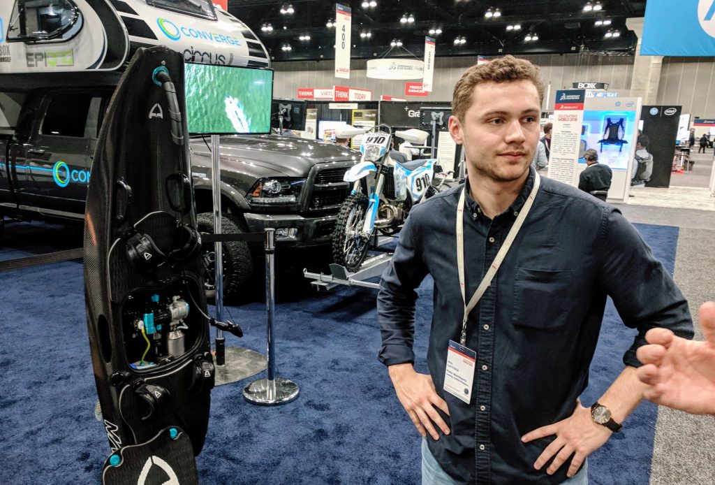 Alex Chittock from Mako Boardsports at SOLIDWORKS World 2018. Photo by Michael Petch.