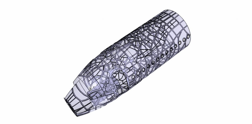 Fuselage architecture of a plane made using numerous 3D printed panels. Image via STELIA Aerospace
