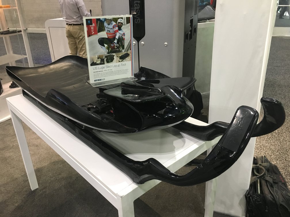 3D printed Luge layup tool at SolidWorks World 2018. Photo via Stratasys.