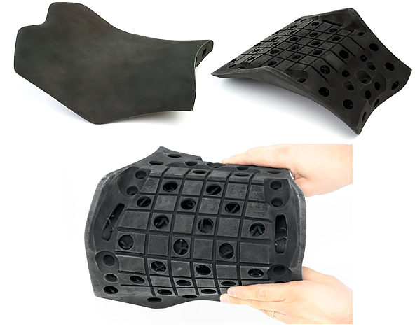 Energica Ego's 3D printed seat prototype in Windform RL composite. Photo via CRP Technology.