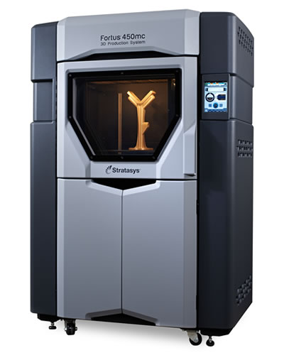 The Stratasys Fortus 450mc 3D printer, one of the systems sold by SYS Systems. Image via Stratasys.
