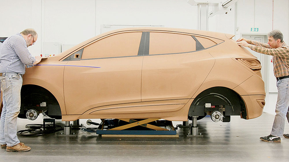 A full-size model of a car in clay. Photo via Hyundai.