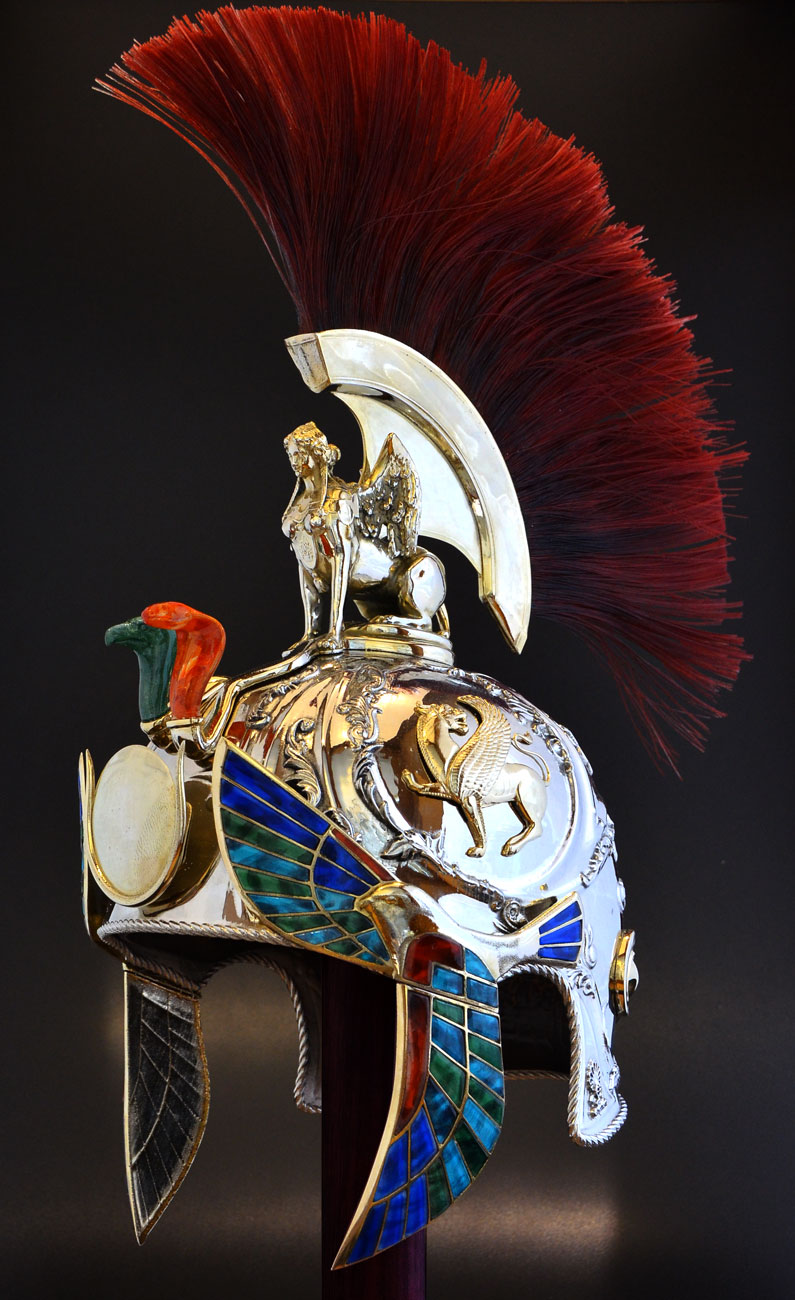 Custom Prototype's metal 3D printed Roman helmet. Photo via Custom Prototypes.