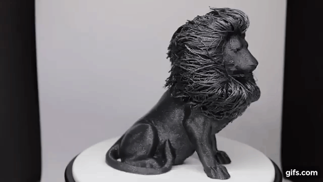 Hairy Lion design by _primoz_ 3D printed by 3D Maker Noob in Fillamentum Vertigo Grey. Clip via 3DMN on YouTube.