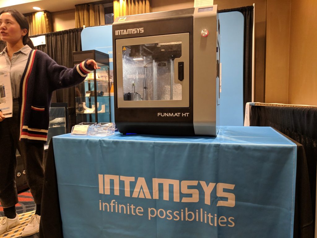 The INTAMSYS FUNMAT HT, an affordable 3D printer for PEEK. Photo by Michael Petch.
