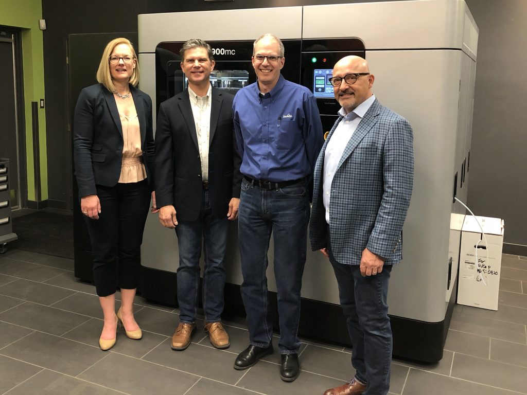 The leaders of Javelin Technologies and Cimetrix Solutions will join forces. Left to right: Kirsten Janeteas, John Carlan, Ted Lee, James Janeteas. Photo via Javelin Technologies.