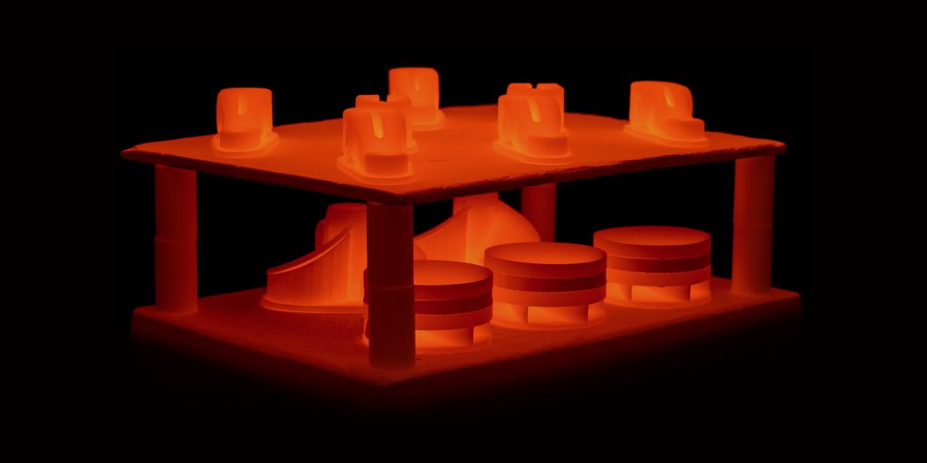 The Desktop Metal Studio System™ furnace sinters parts to temperatures near melting, producing metal parts with properties comparable to wrought metal.