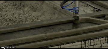 Concrete 3D printing to create a wall structure for a house. Clip via APIS COR.