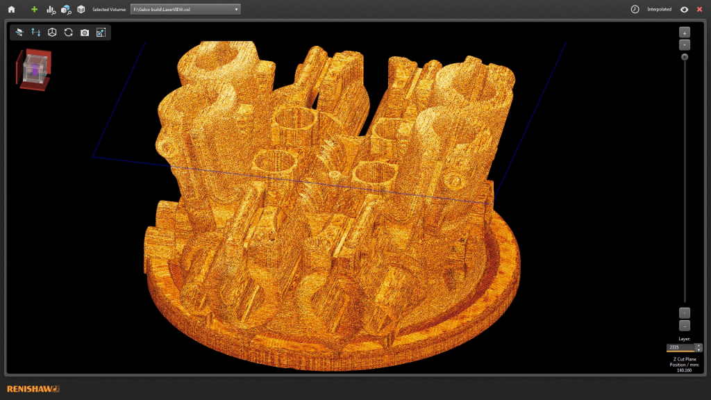 InfiniAM Spectral screen shot showing 3D data reveal. Image via Renishaw.