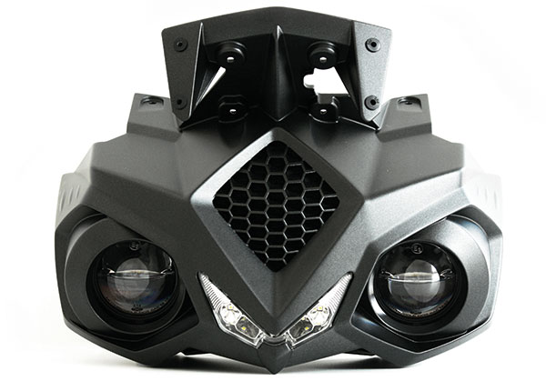 Energica Eva, frontal de la motocicleta eléctrica 3D impreso en 3D acabado y empleado para la serie de pre-producción - material Windform XT 20.