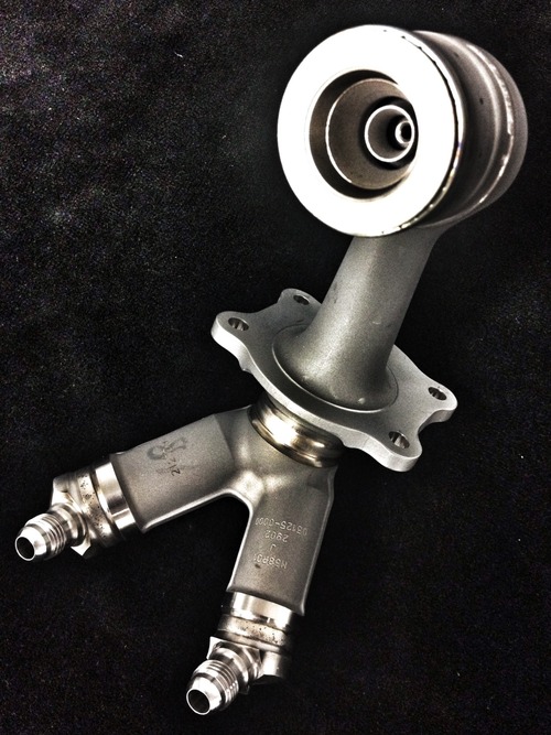 GE's fully 3D printed LEAP fuel nozzle. Photo via GE