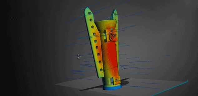 Animación 3D del funcionamiento de los orificios de la prótesis The FIN fabricada con impresión 3D.