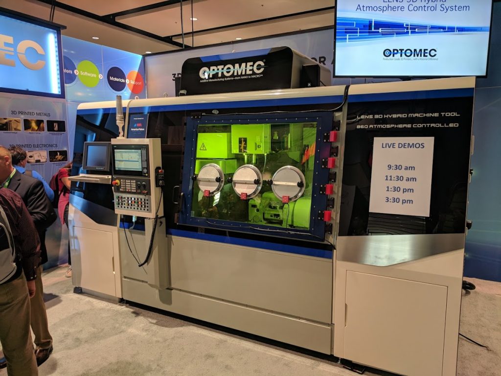 The Optomec LENS 860 closed atmosphere hybrid additive manufacturing system. Photo by Michael Petch.