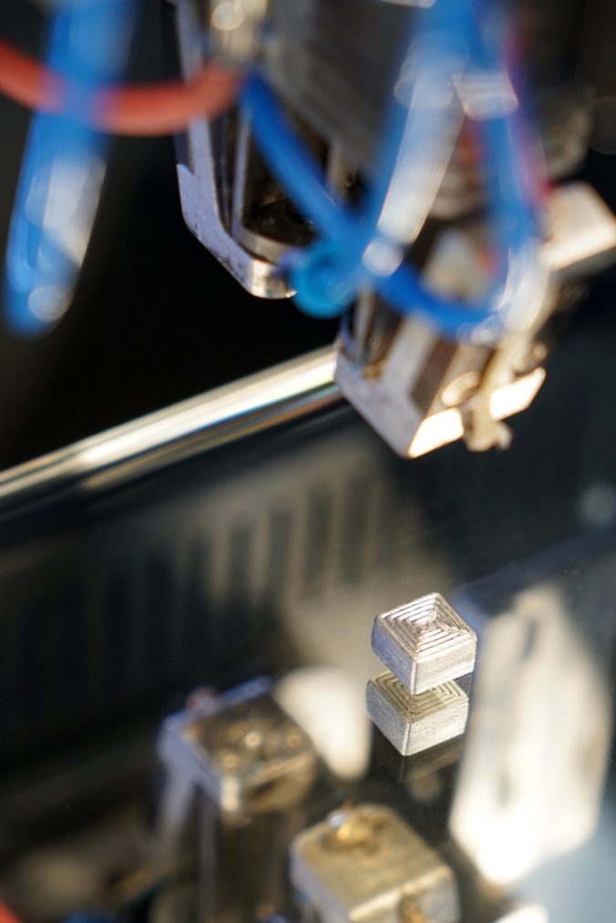 An FFF 3D printed hardmetal sample made on a Hage3D 140 L desktop system. Photo via Fraunhofer IKTS