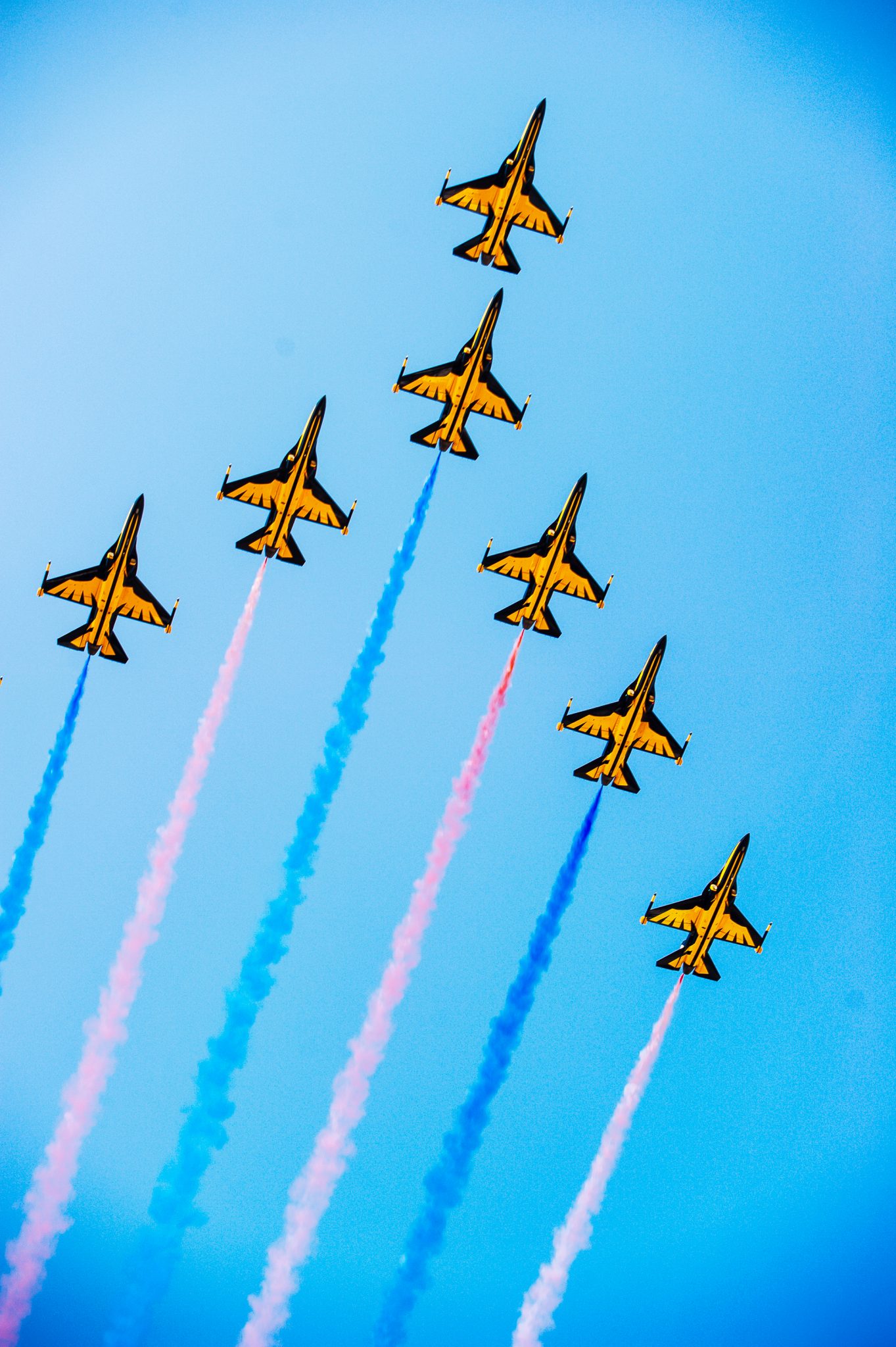 A flock of KAI T-50 Golden Eagle South Korea’s supersonic trainer and light combat aircraft. Photo via KAIA