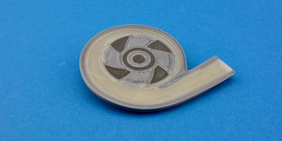 The cross section of the heart pump prototype. The dark grey magnetic components are clearly visible. Photo via Kai von Petersdorff-Campen/ETH Zurich.