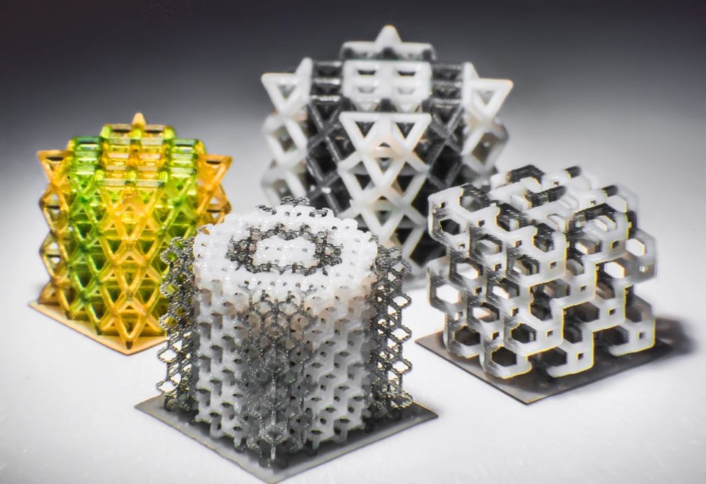 Multi-material 3D printed lattices. Photo by Kavin Kowsari/UCONN.