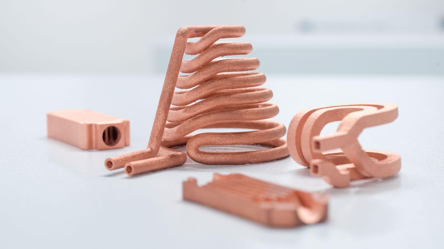 3D printed copper components. Photo via TRUMPF.
