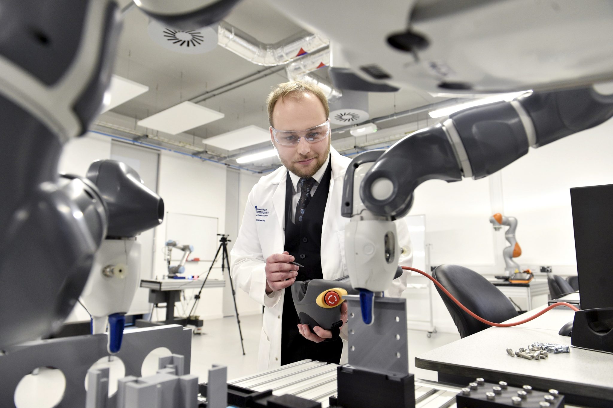 Researcher in the Nottingham Advanced Robotics Laboratory. Photo via the University of Nottingham.