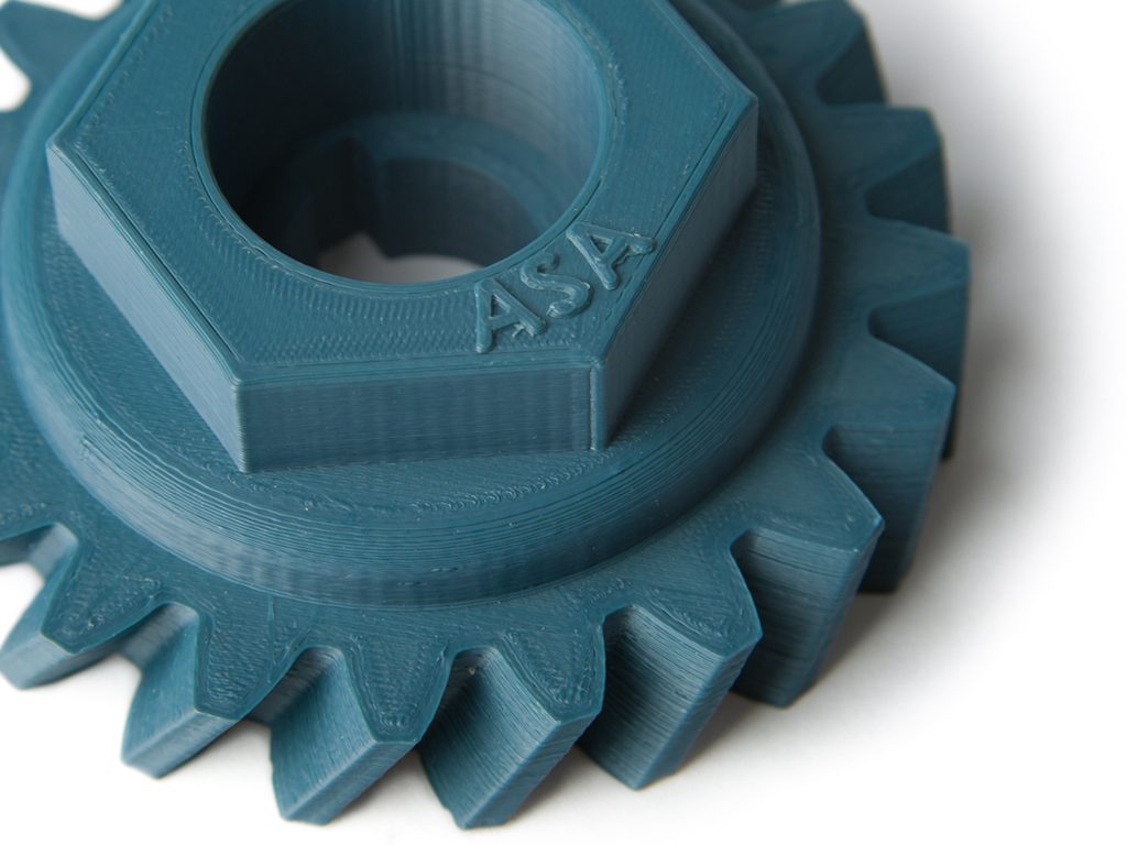 A gear 3D printed using ASA Extrafill Grey Blue. Photo via Fillamentum