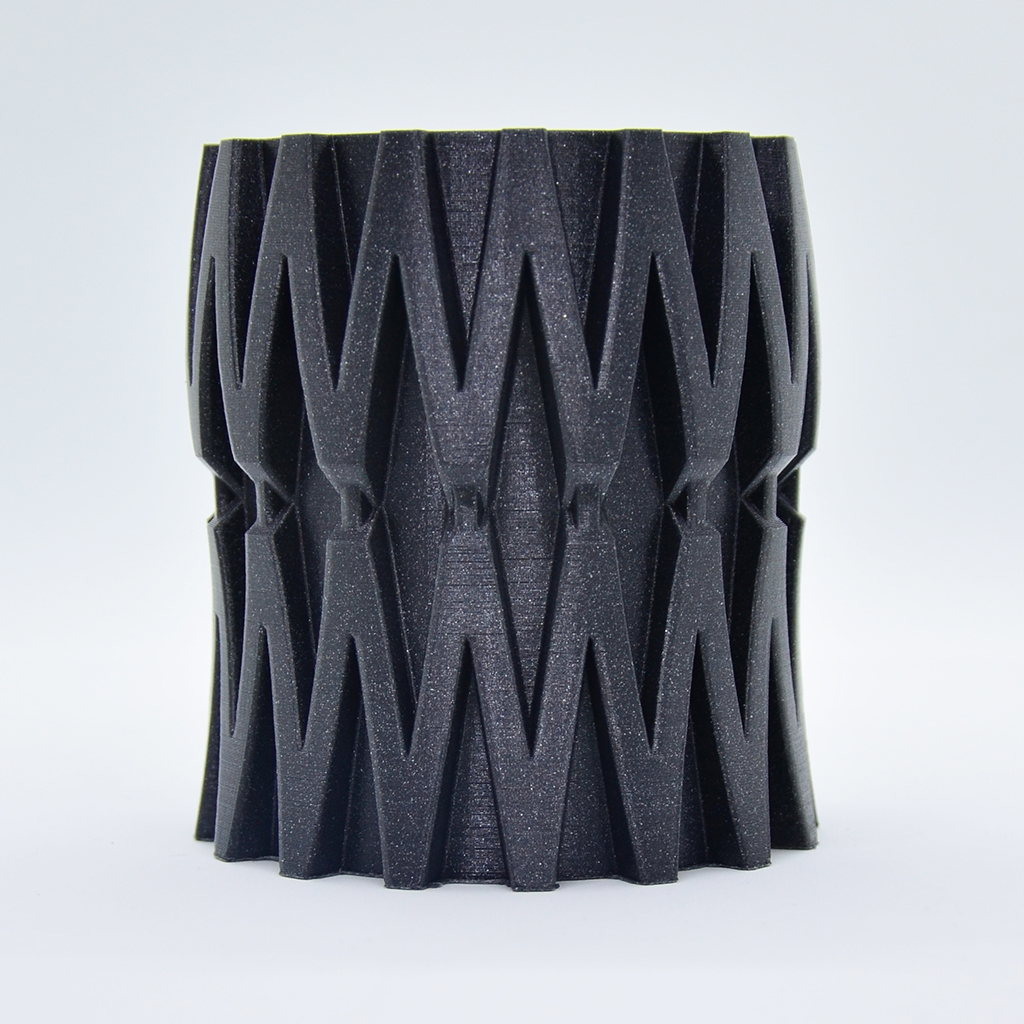 3D printed sample in Fillamentum Vertigo Grey. Model printed by A. Nosek on Trilab Deltiq, designed by IanB. Photo via Fillamentum